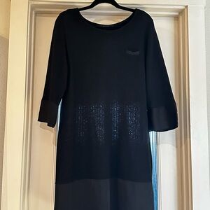 Chic Black Sheer Sweater Dress